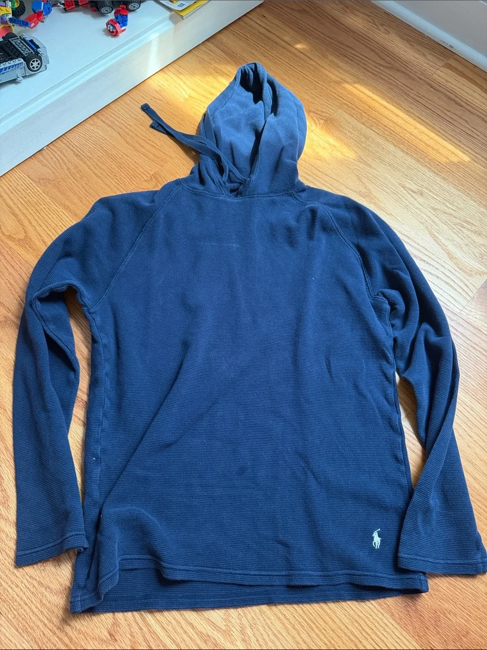 Polo by Ralph Lauren Navy Hooded Waffle-Knit Pullover Sweatshirt